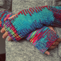 photo of hand-knit gloves