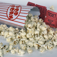 photo of popcorn and movie tickets